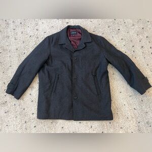LONDON FOG Dark Grey Wool Blend Over Coat Jacket Size XXL